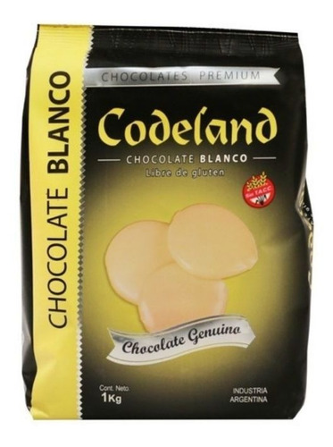 Imagen 1 de 1 de Chocolate Blanco Codeland X 1 Kg Sin Tacc