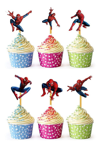 24 Puas Para Cupcakes  Spiderman 