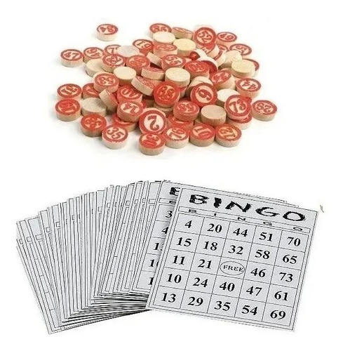 Juego De Mesa Bingo Viajero - Ficha De Madera - 40 Cartones