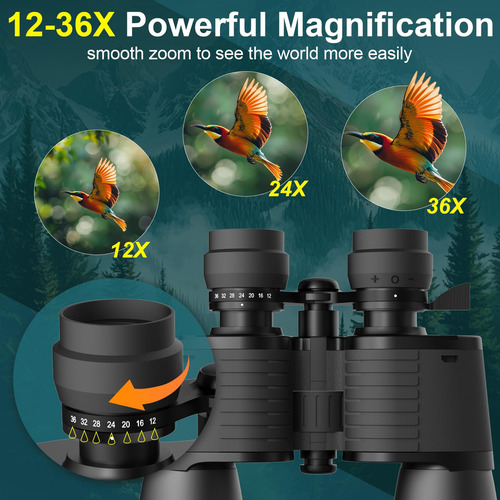 Binoculares 12-36 X 52 Hd - Zoom Potente Y Vision Clara Bak4