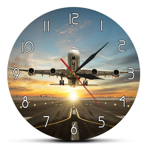 Reloj De Pared Impreso De Cuarzo Silencioso Jetliner De Dos 