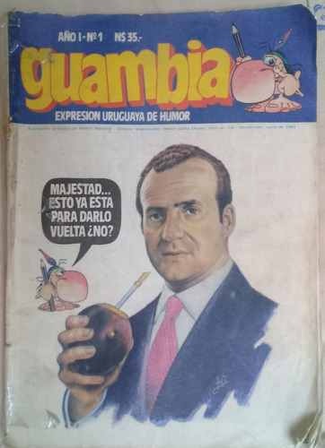 Revista Guambia N 1 .humor.dibujo.caricaturas.antigua.retro