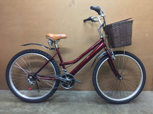 Bicicleta Dama Campera Canasta Aro 24 18v Componentes Taiwan
