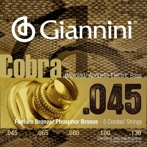 Encordoamento 045 Para Baixolão 5 Cordas  Giannini Geebasf5