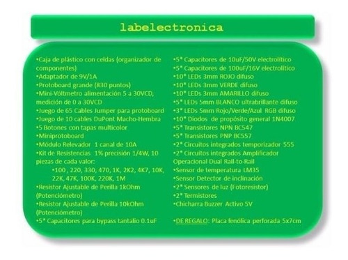 Kit Starter Electrónica Básica + Tarjeta Uno Labelectronica