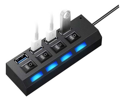 Hub Usb 2.0 4 Puertos Con Llave Indicadora De Encendido