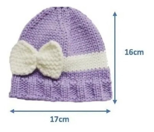 Imagen 2 de 3 de Gorro Tejido Con Rosita Para Bebé Niña Lana Hipoalergénica