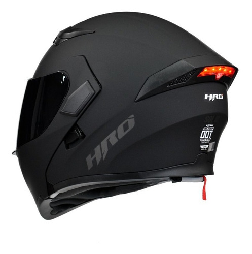 Imagen 6 de 9 de Casco Para Moto Abatible Hro 3400dv Negro Mate Con Luz Stop