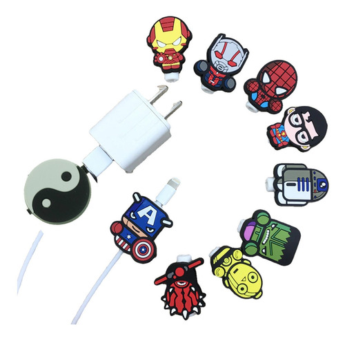 2 Pack Protector Cable Datos Usb Para iPhone Dibujo Animados