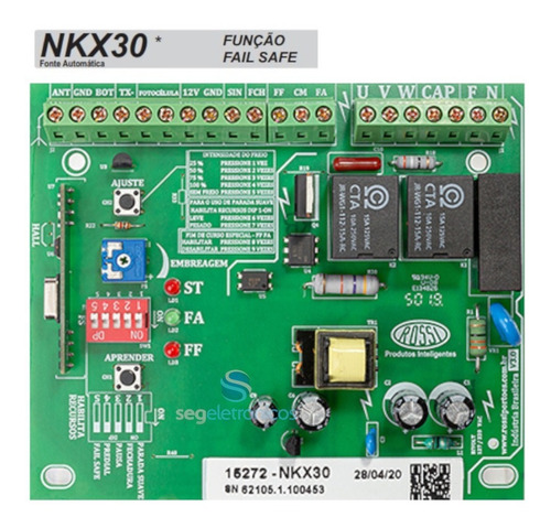 Central Placa De Comando Para Portão Eletrônico Rossi Kx30fs