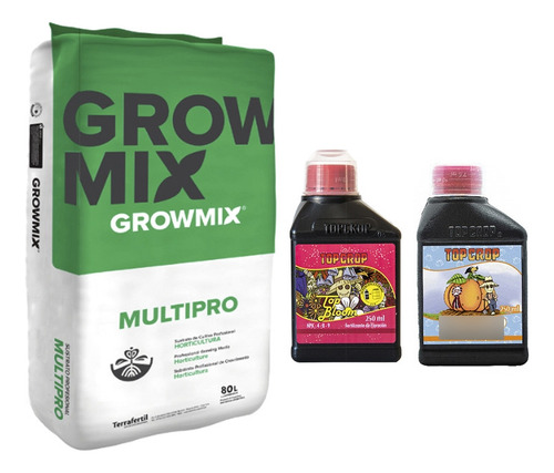 Sustrato Growmix Multipro 80lts Con Top Crop Bloom Bud 250ml