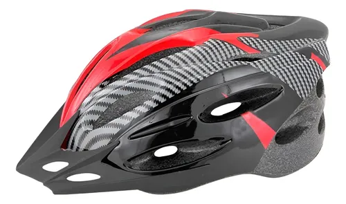 Casco Bicicleta Con Visera C/ Regulación Ventilaciones Color Negro/Rojo Talle 57-62