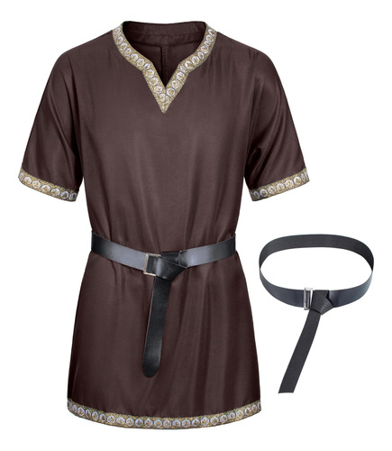 Traje Medieval Para Hombre Túnica Vikinga Guerrero Camisas R