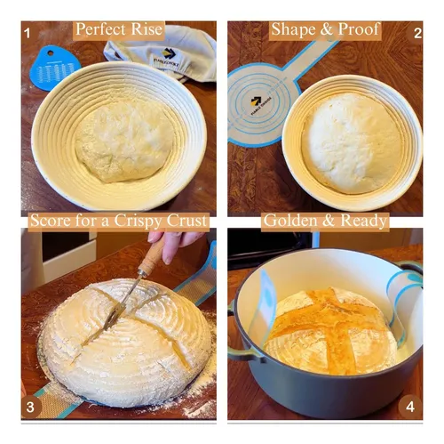 Kit De Inicio De Masa Madre Completa: Cesta Redonda De Pan Y