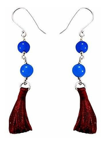 Aretes Anzuelo - Silvesto India Blue Quartz Round Cabochon F