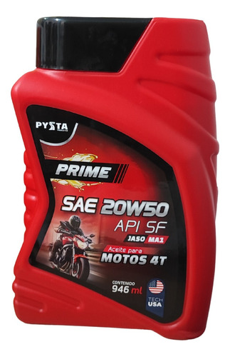 Aceite Pysta Prime 20w50 Motos 4t Jaso Ma1 Api Sf