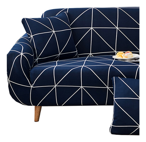 Imagen 5 de 5 de Funda Sillón Diseño Geo 2 Cuerpos Azul