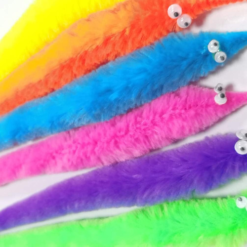 Gusanos Peludos En Hilo, 8 Colores, Para Niños Y Gatos