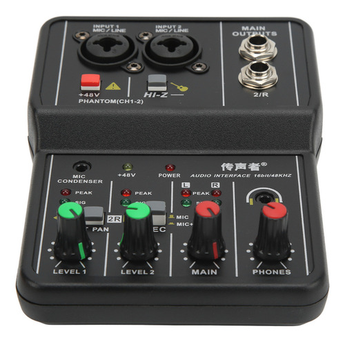 Mezclador Tablero Sonido 2 Canales Usb 48v Phantom Power Com