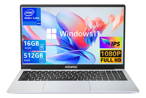 Acemagic AX15 Ultrabook Gris 15.6" Intel Alder Lake N95 16GB de RAM 512GB SSD Intel UHD Graphics 60 Hz 1920x1080px Windows 11 Pro