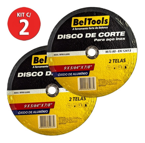 Kit 2 Disco De Corte 9 X 7/8 Aço Inox Beltools