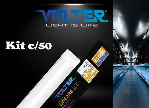 Kit 50 Luminaria Led Sobrepor Linear 18w 6500k Bivolt 60cm