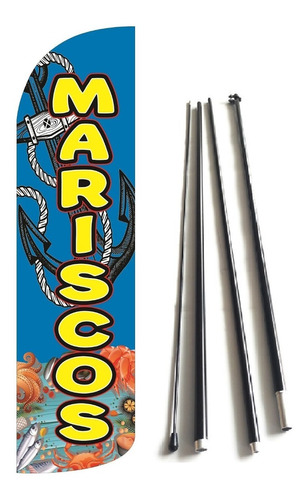 Mariscos Estructura Combo Bandera Publicitaria 3.5 Metros  