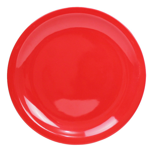 24 Platos Trinche Redondos Melamina 24 Cm Mayoreo Vencort Color Rojo