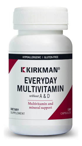 Kirkman Multivitamínico Sin Vitaminas A Y D 180 Cápsulas