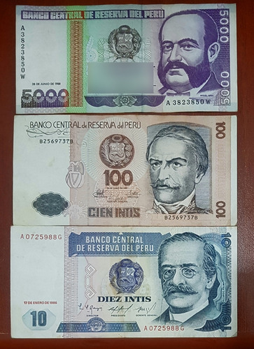 Tres Billetes Del Peru Para Coleccion. 