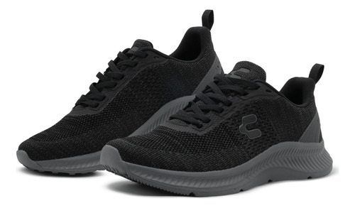 Tenis Para Hombre Charly® Walking Relax Textil Negro Gris