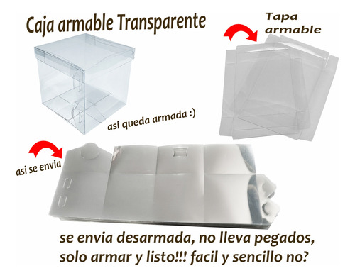 150 Cajas Acetato 10x10x15 C/ Tapa Transparente