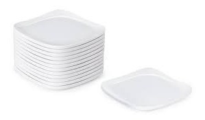 Plato Platos Melamine Blanco Cuadrados 25 Cm Melamina Kasas