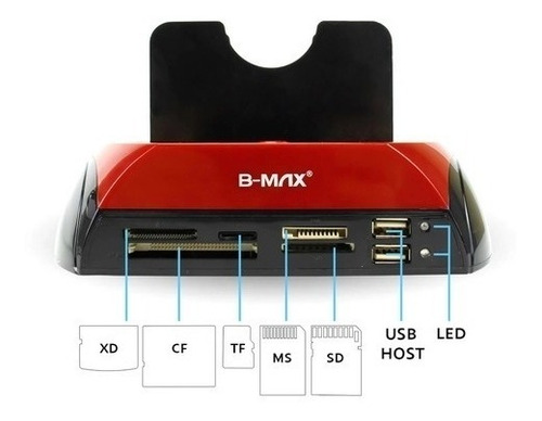 B-Max Leitor Usb Dock Station - Vermelho/Preto