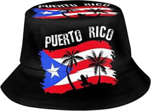 Divertido Sombrero Cubo Con Bandera Puerto Rico, Gorra Sol Y