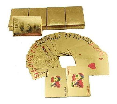 Baralho Dourado Ouro 24k Folheado Poker Truco Cartas Jogos