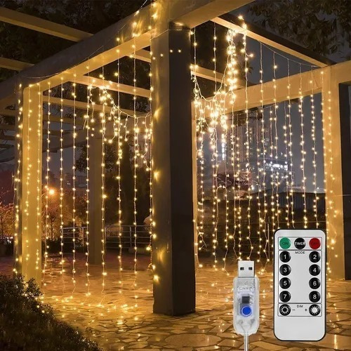 Imagen 1 de 4 de 2 Cascada De Luz Led Blanco Calido