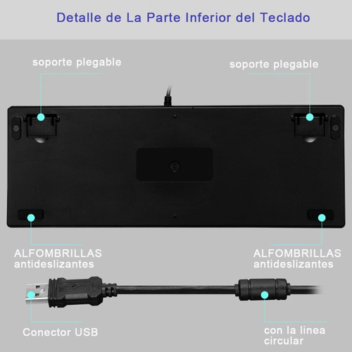 Imagen 8 de 8 de Teclado Gamer Led Rgb Español Ñ Teclado Mecanico 108 Teclas