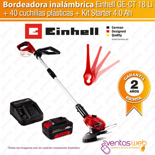 Imagen 3 de 8 de Bordeadora Inalambrica Einhell + 40 Cuchillas Bateria 3 Amp