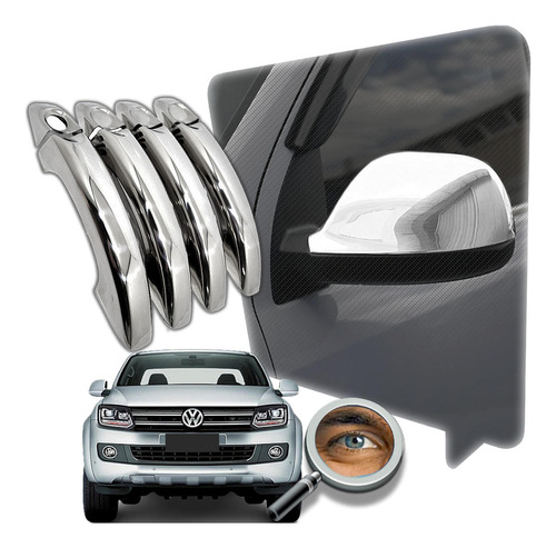 Amarok Kit 6 Cubre Espejos Cromados + Manijas Tuning Chrome