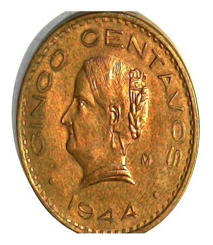 Moneda  Antigua  Sin Circular   1944  Josefa  5 Cen  Nuevo