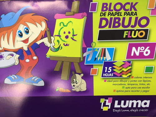 Block De Dibujo Fluo Luma Tipo El Nene N° 6 X 15 Hojas