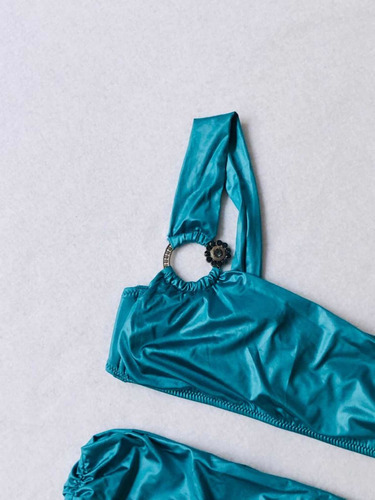 Intimissimi Calzedonia Bikini Tiro Alto Azul Satinado