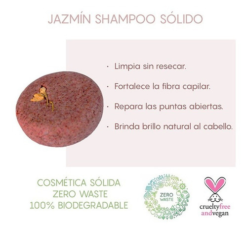 Imagen 3 de 3 de Shampoo Sólido De Jazmín + Regalo Acondicionador Sólido 30gr