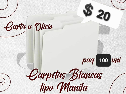 Carpetas Manila Tamaño Carta Marca Oslo Paquete 100 Unidades