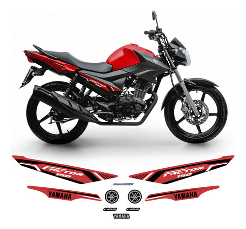 Kit Adesivos Faixa Moto Yamaha Factor 150 Ed 2022 Vermelha