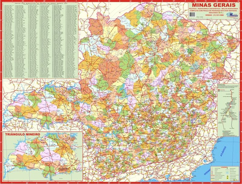 Mapa Geo Político Rodoviário Gigante Estado De Minas Gerais