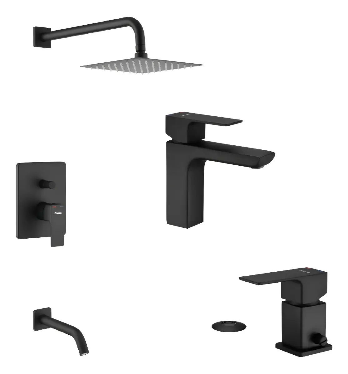 Kit Grifería Piazza Arq Black Monocomando Negro para Baño