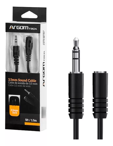 Cable Extensión de Audio 3.5mm Macho A 3.5mm Hembra de 1.5mt - ARGOM -  ARGCB0038