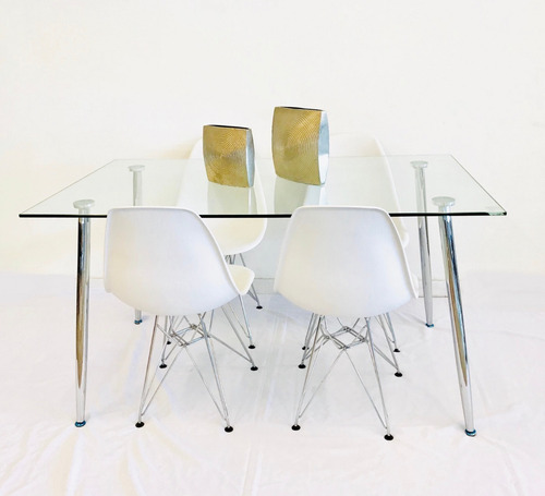 Imagen 4 de 9 de Mesa Comedor Iriarte 160 Cromada Minimalista C